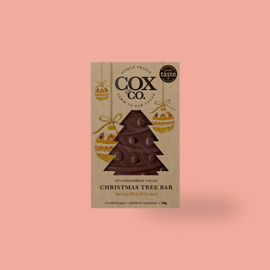 Cox & Co Bee Pollen & Honey Dark Chocolate Christmas Tree Bar